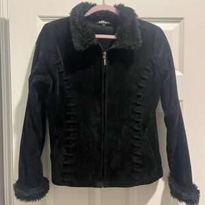 Vintage fleece lined fur sleeved jacket